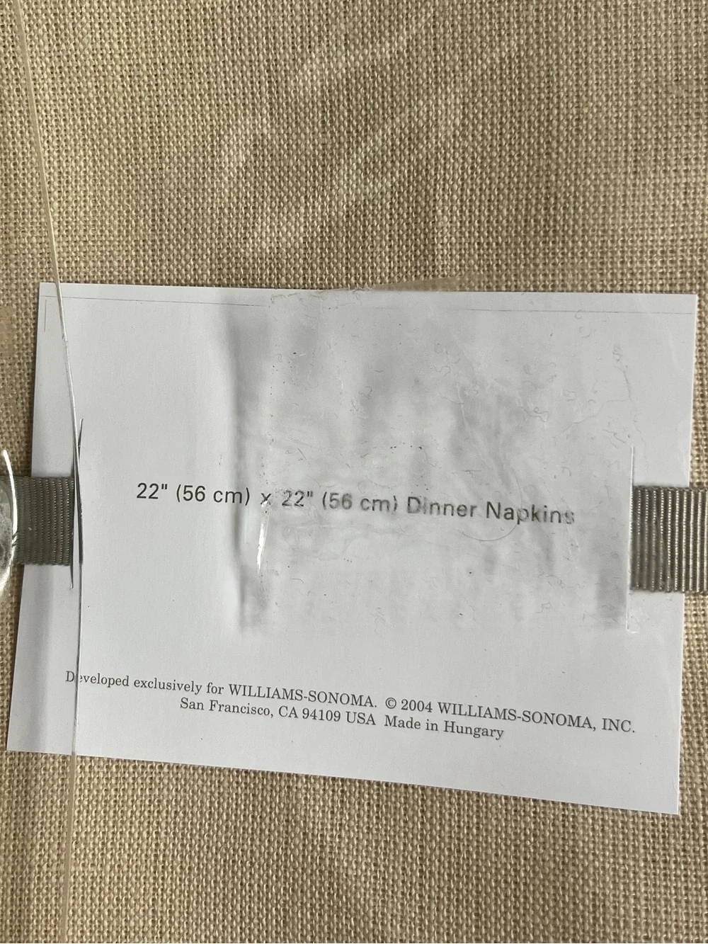 NEW Williams Sonoma Set x4 100% Linen Hemstitched Dinner Napkins Beige 22” 2004
